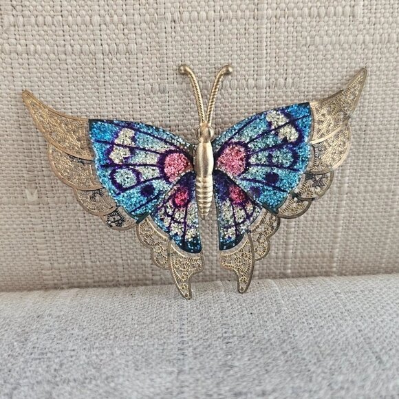 Vintage Pin BUTTERFLY Multi Color Brooch Women Jewelry Pin Unbranded - Picture 6 of 11